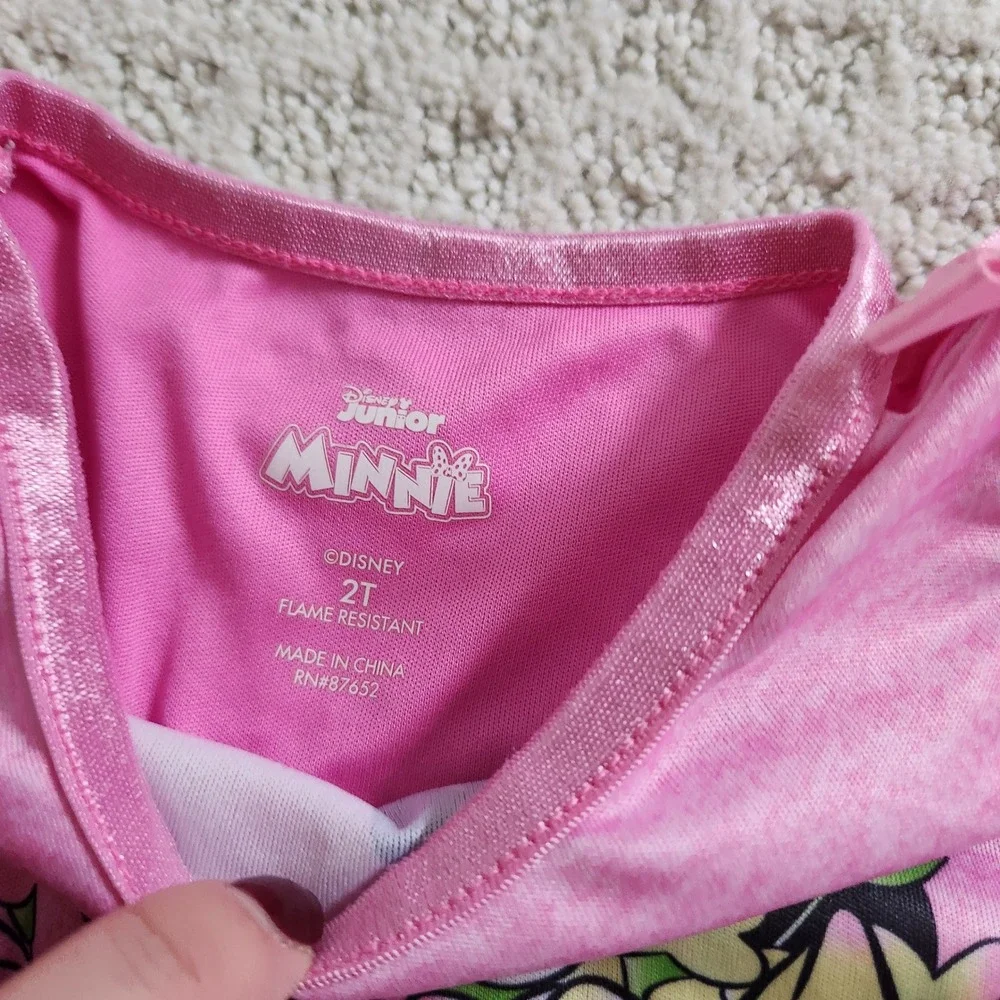 Disney Junior Minnie Mouse Pajama Set Girls 2T Pink Tie‎ Dye Floral Hearts